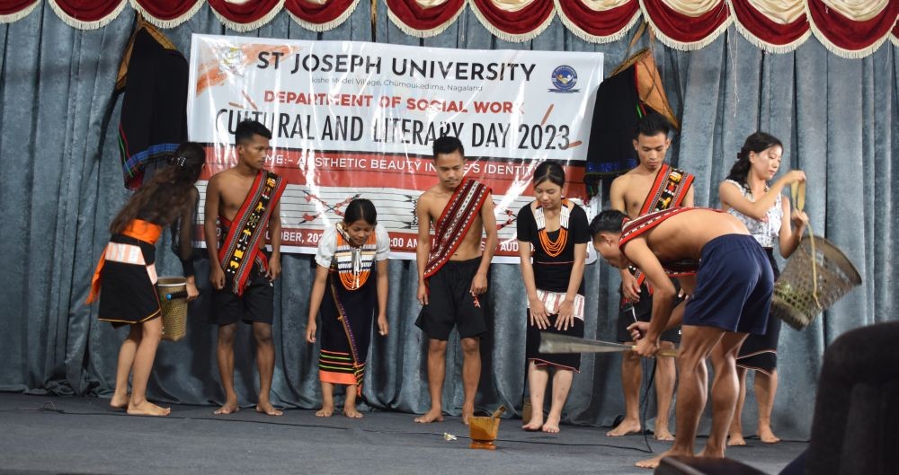 The Department of Social Work, St Joseph University organised Cultural and Literary Day 2023 with the theme ‘Aesthetic Beauty in One’s Identity’ in the university auditorium on October 4. Various events and competitions were conducted to mark the programme. The Tribal Fusion team emerged overall winner of the event.